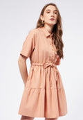 Tiered Mini Dress with Drawstring