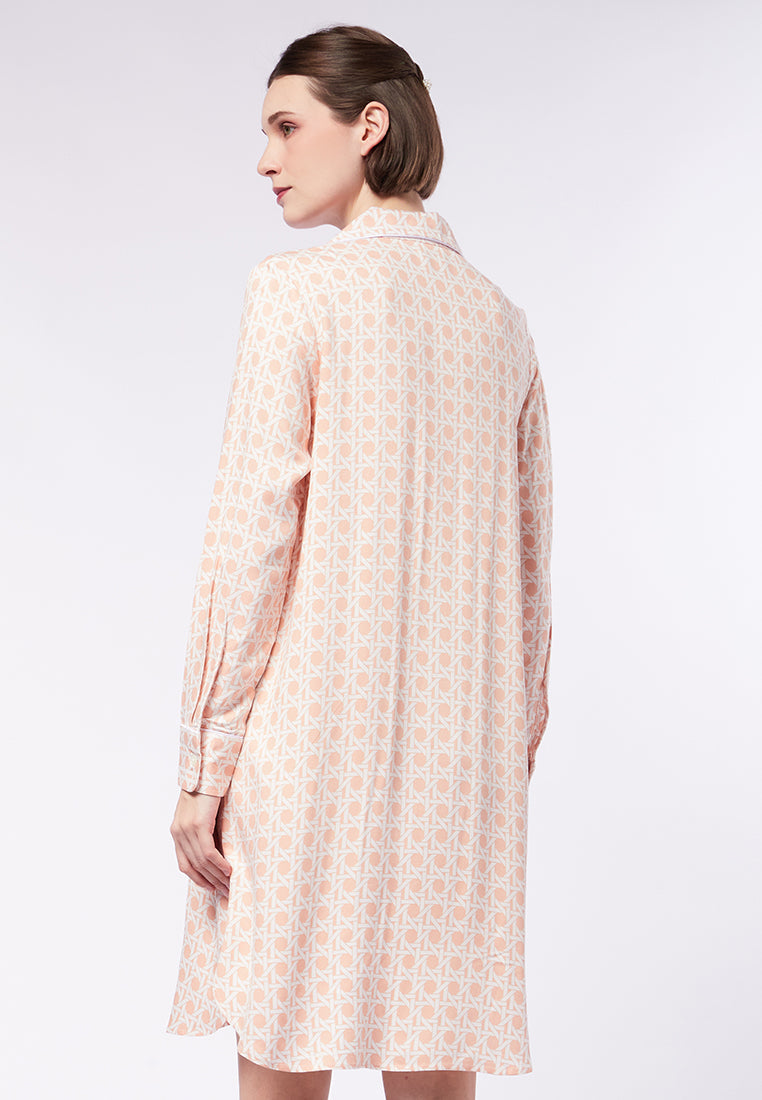 Printed Lounge Mini Dress with Collar