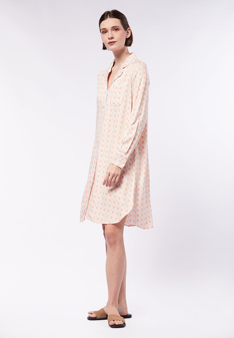 Printed Lounge Mini Dress with Collar
