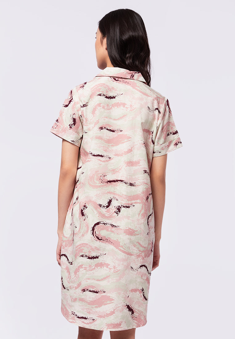 Short Sleeve Printed Lounge Dress