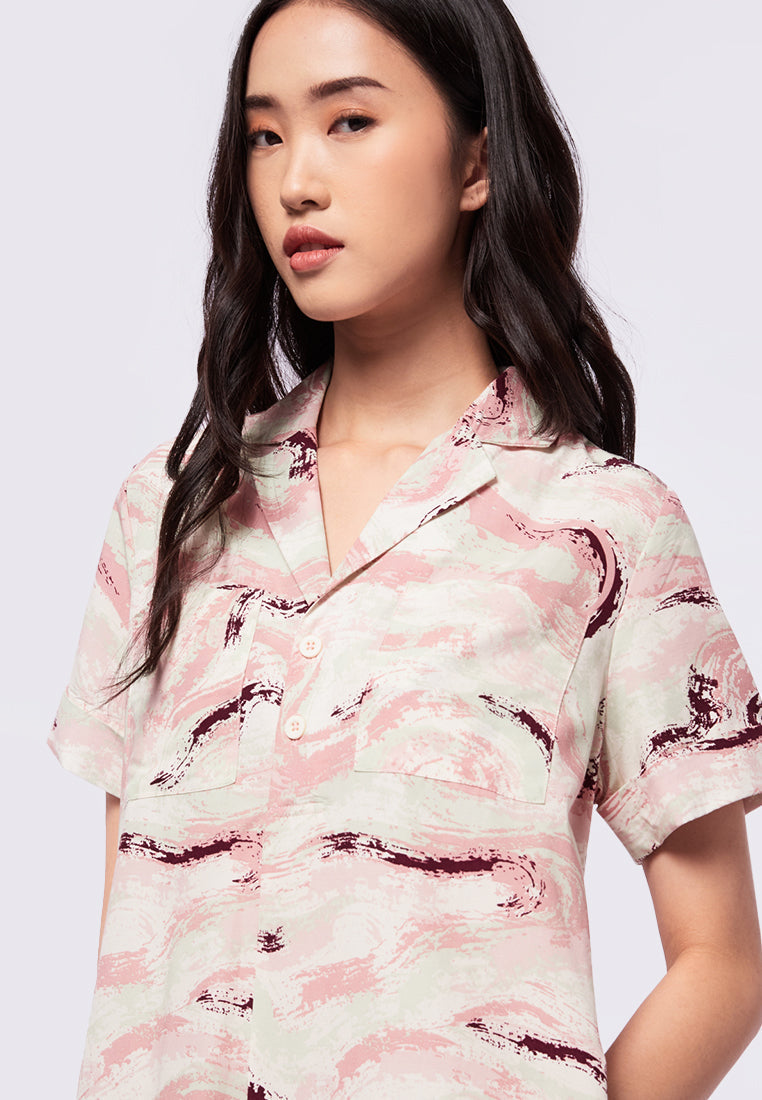 Short Sleeve Printed Lounge Dress