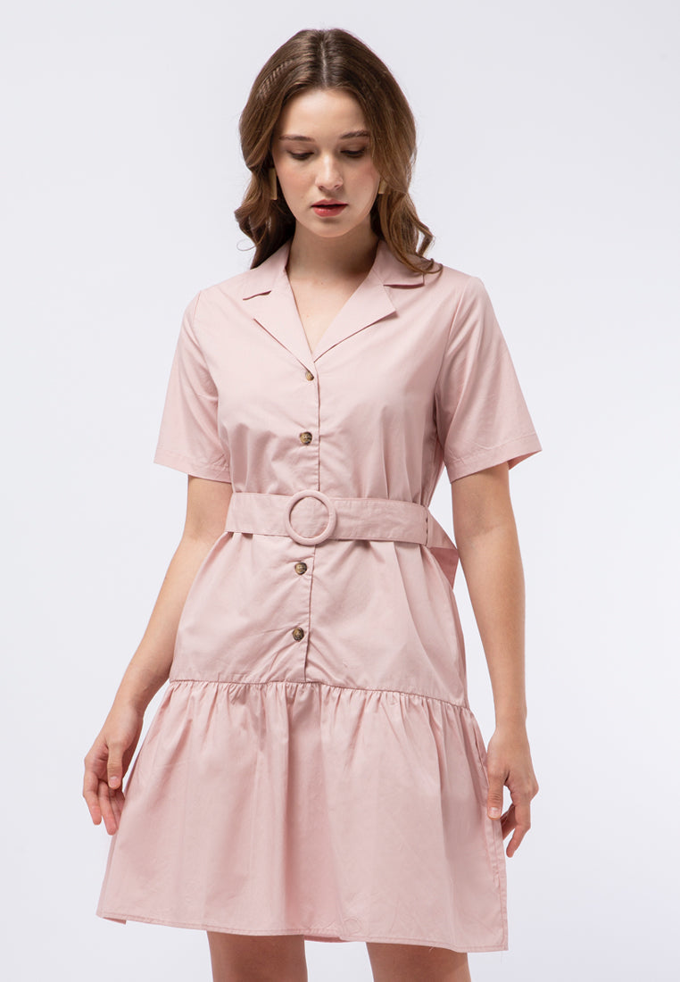 Loose Dress with Gathered Bottom