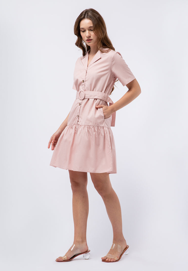 Loose Dress with Gathered Bottom