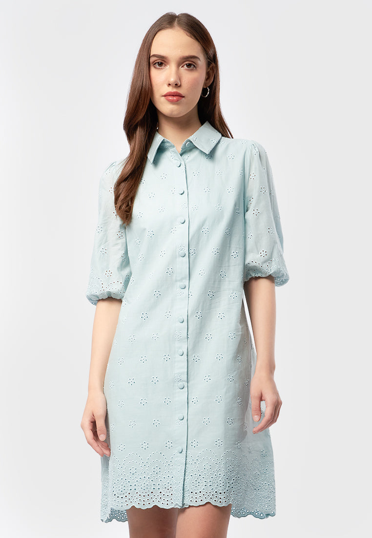 3/4 Sleeves Midi Shirt Dress
