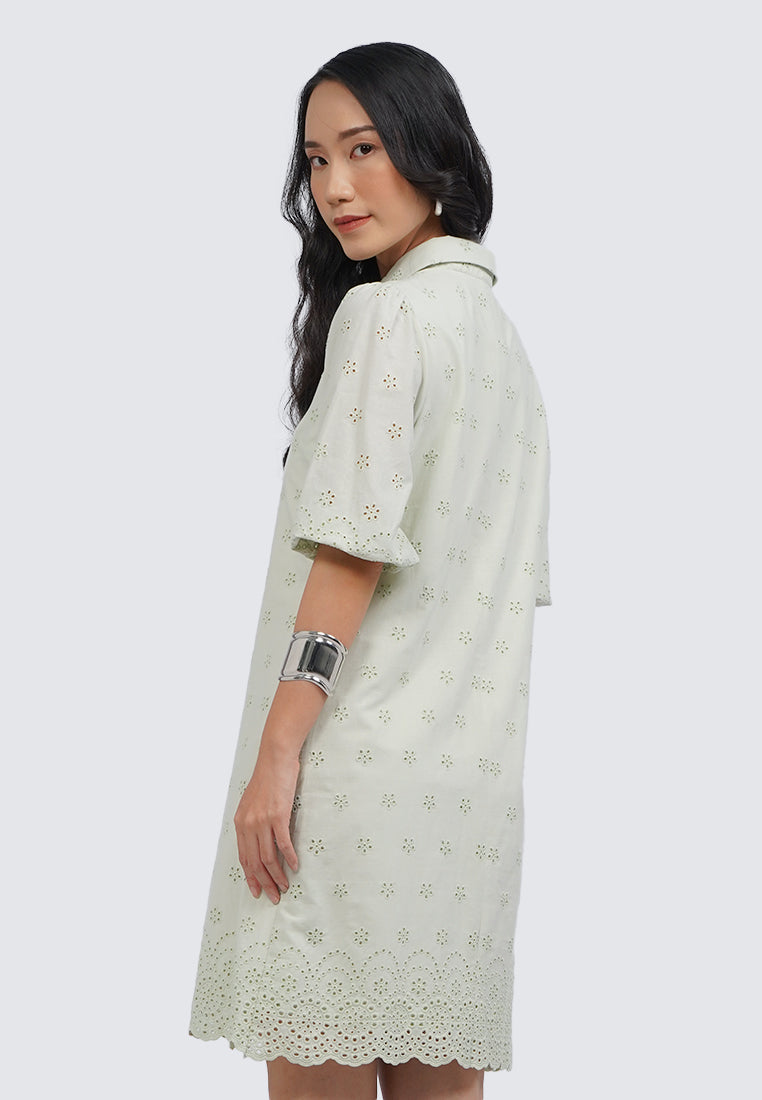 Short Sleeve Eyelet Mini Dress