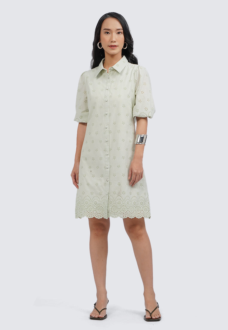 Short Sleeve Eyelet Mini Dress