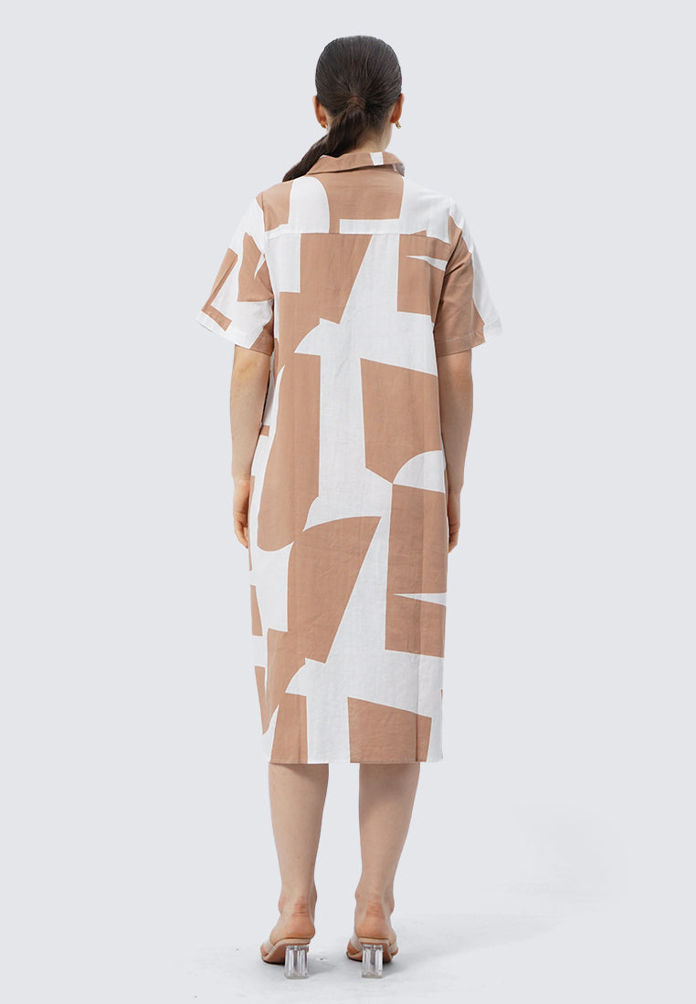 Short Sleeve Printed Shirt Dress