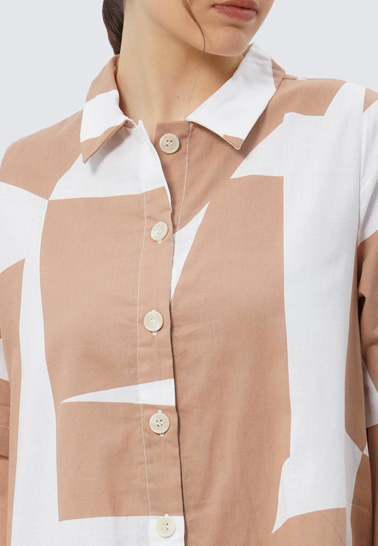 Short Sleeve Printed Shirt Dress