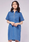 Short Sleeve Mini Denim Dress