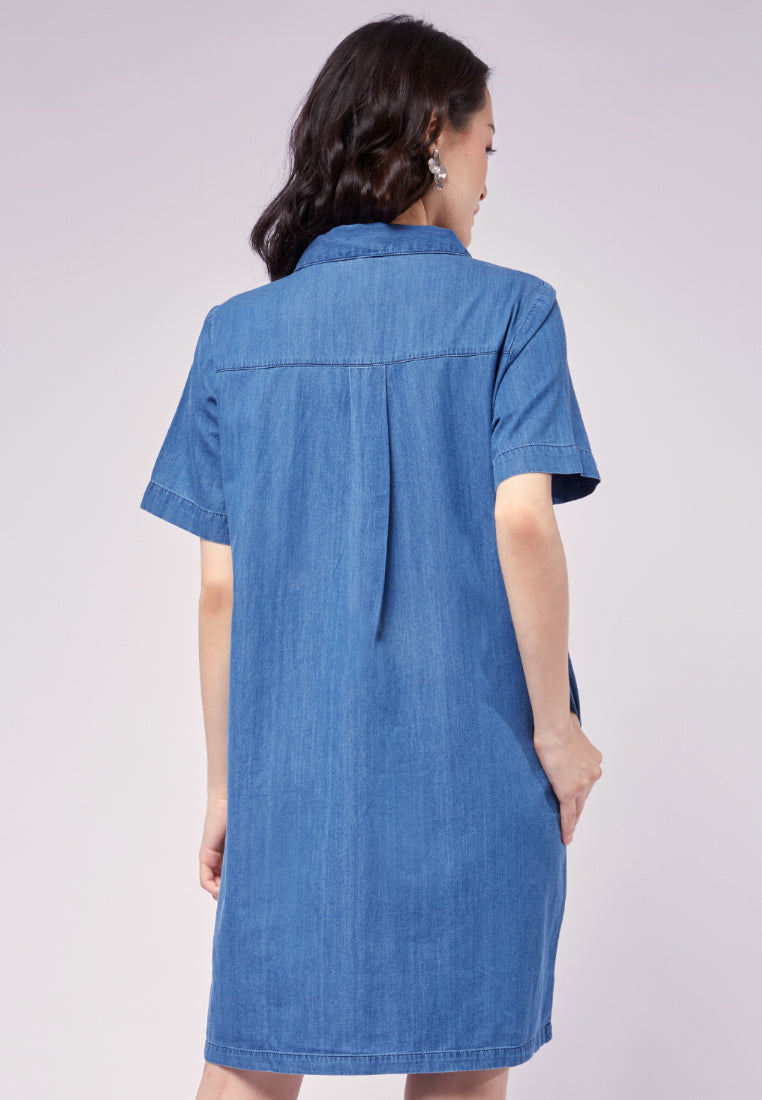 Short Sleeve Mini Denim Dress