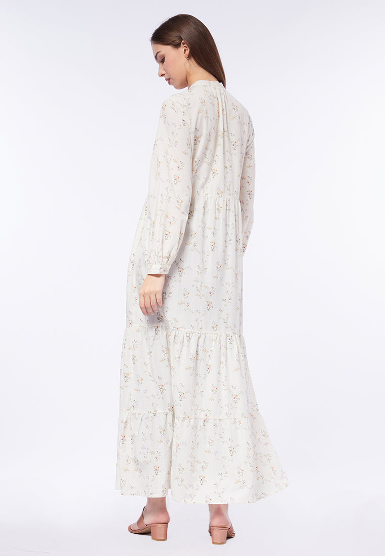 Mandarin Collar Printed Maxi Dress