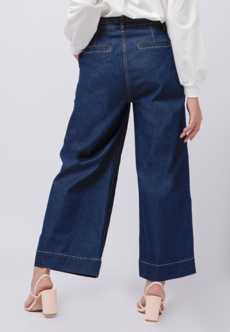 Wide Leg Tied Denim Pants