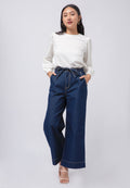 Wide Leg Tied Denim Pants