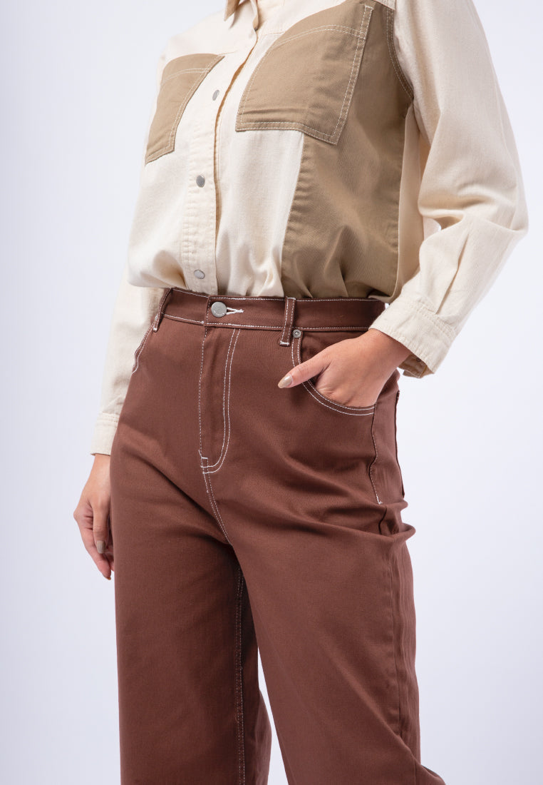 High Waist Wide Leg Denim Pants