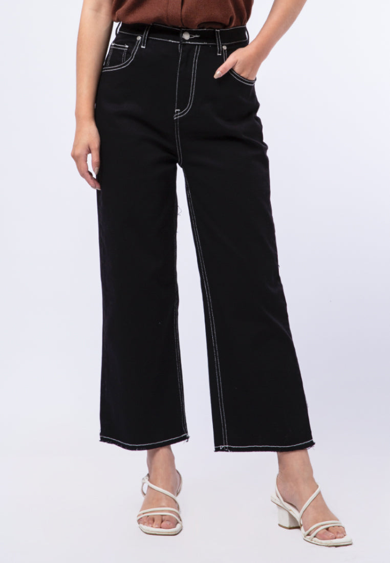 High Waist Wide Leg Denim Pants
