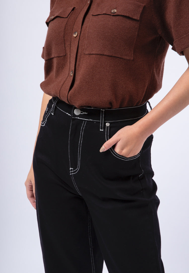 High Waist Wide Leg Denim Pants
