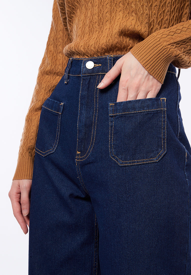 Straight Leg Denim with Patch Pocket