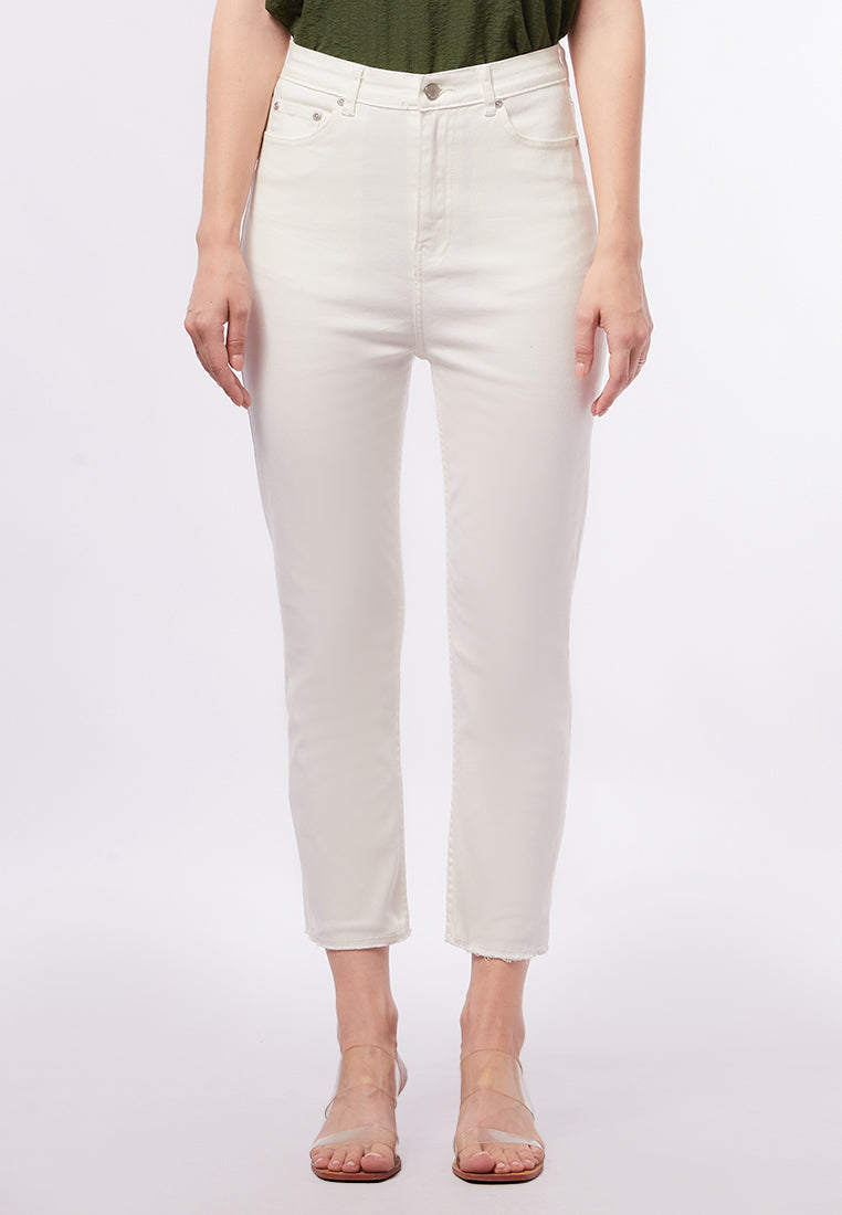 Unfinished Hem Tapered Denim Pants