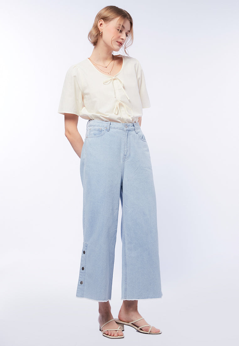Denim Cullotes with Side Button
