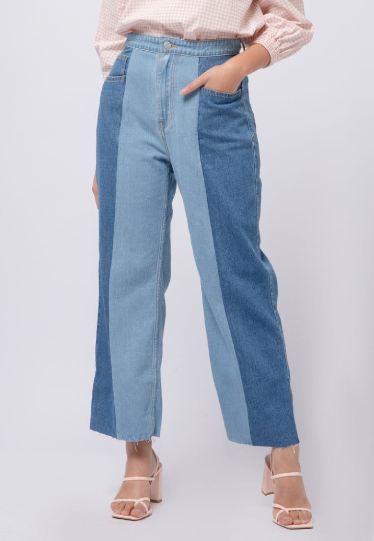 Colorblock Denim Pants
