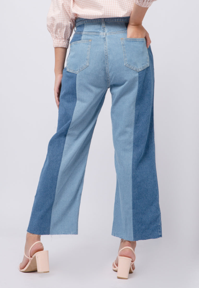 Colorblock Denim Pants
