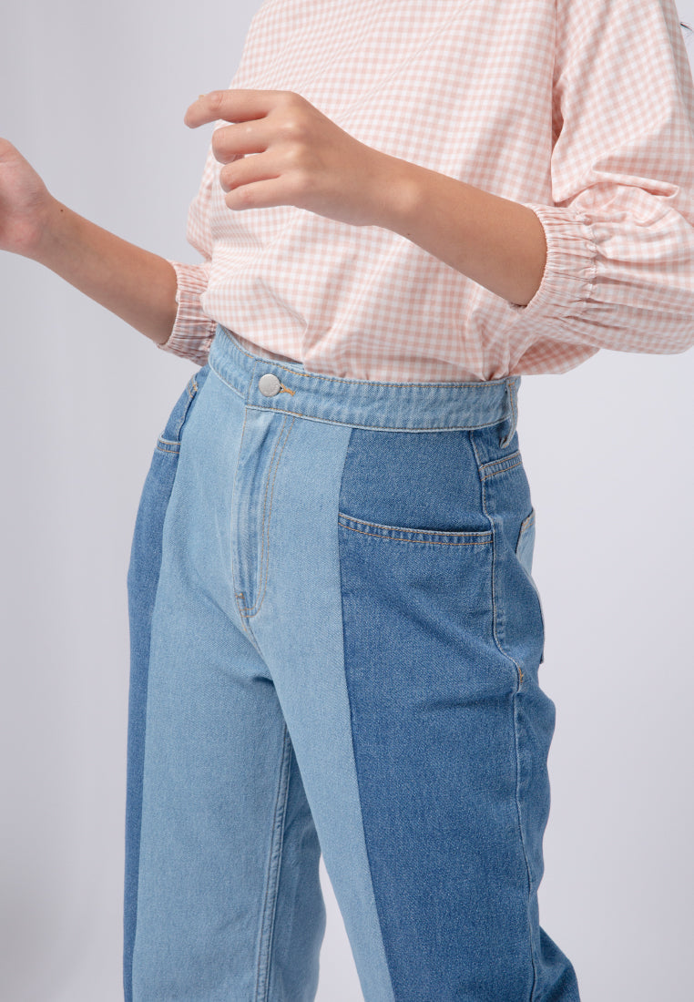 Colorblock Denim Pants