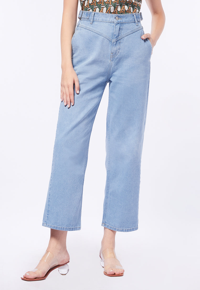 Denim Pants with Adjustable Strap Details