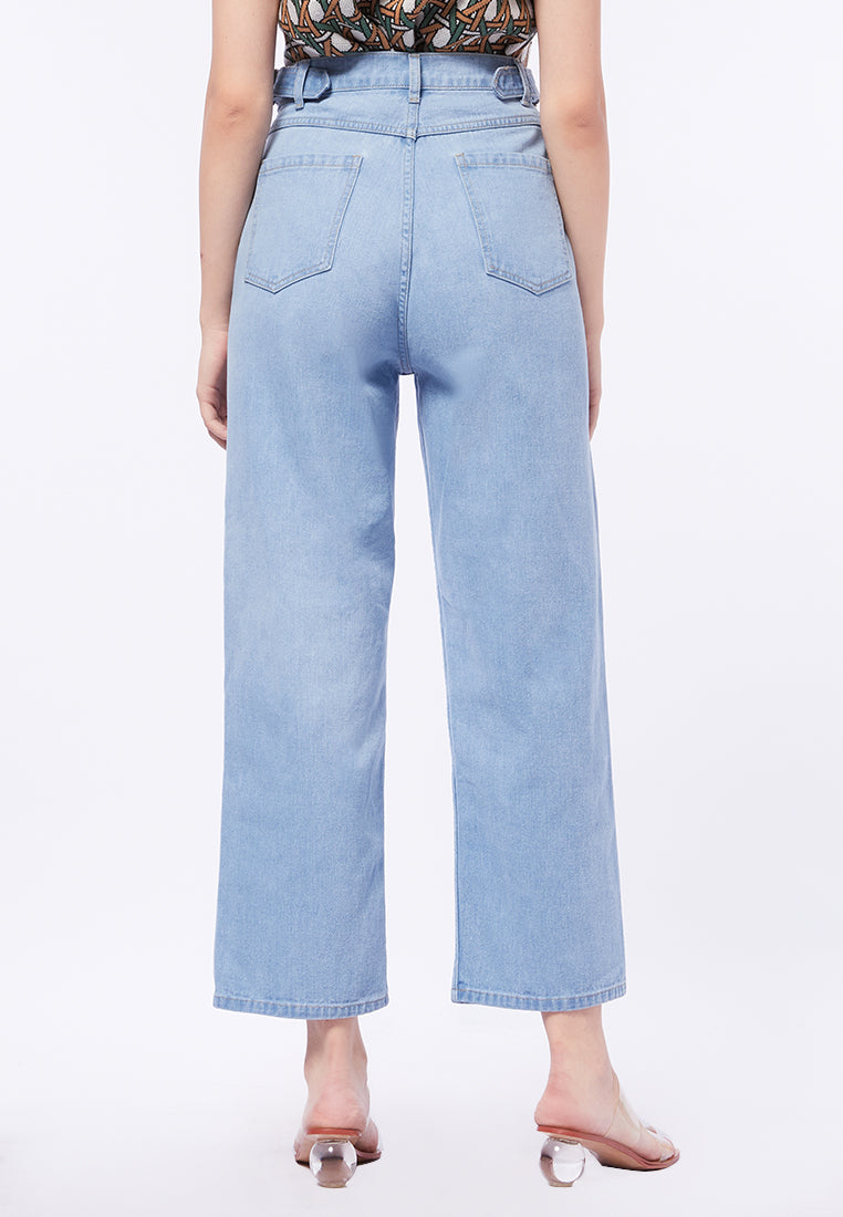 Denim Pants with Adjustable Strap Details