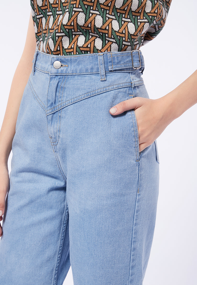 Denim Pants with Adjustable Strap Details