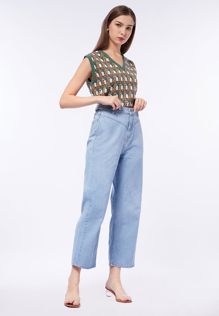 Denim Pants with Adjustable Strap Details