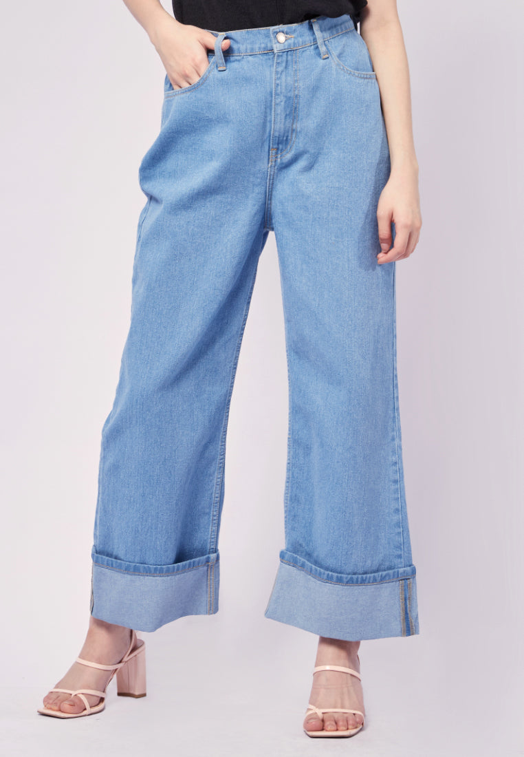 Denim Pants with Adjustable Back Strap