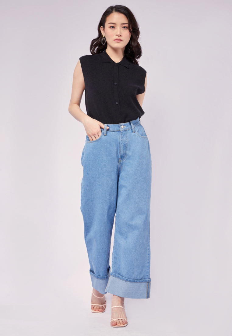 Denim Pants with Adjustable Back Strap