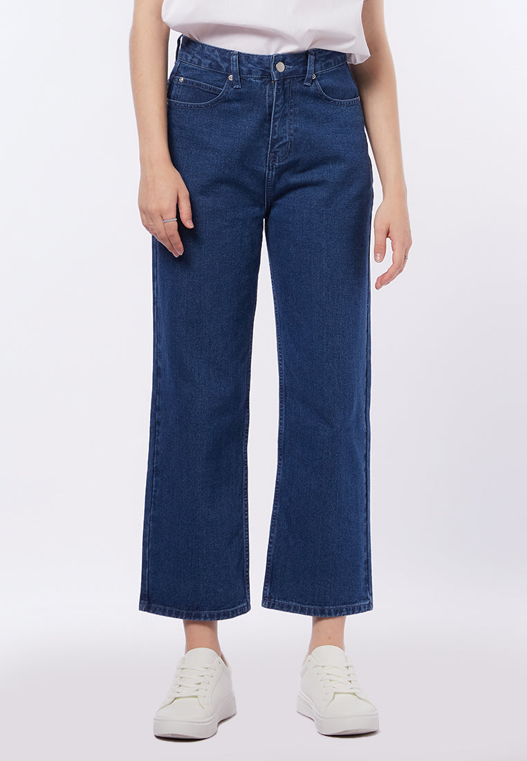 Straight Fit High Waist Denim Pants