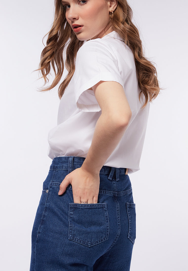 Straight Fit High Waist Denim Pants