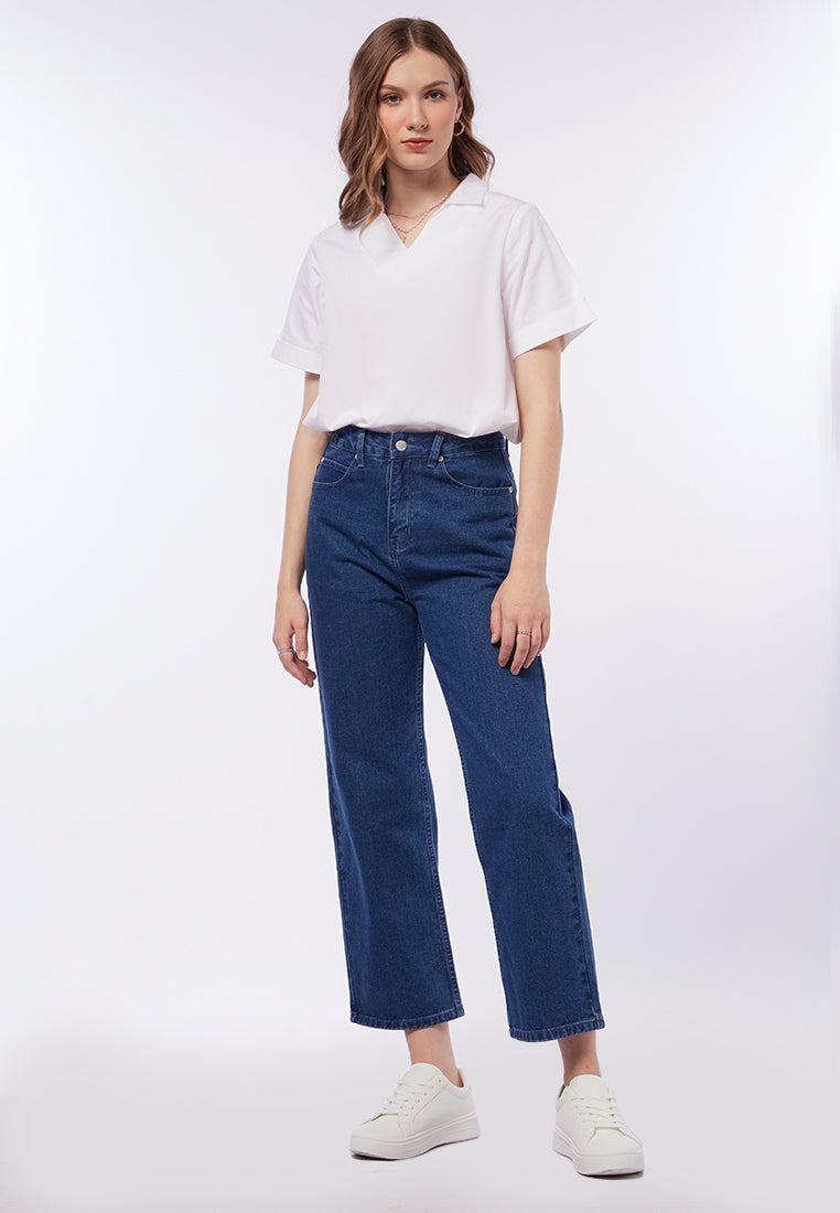 Straight Fit High Waist Denim Pants