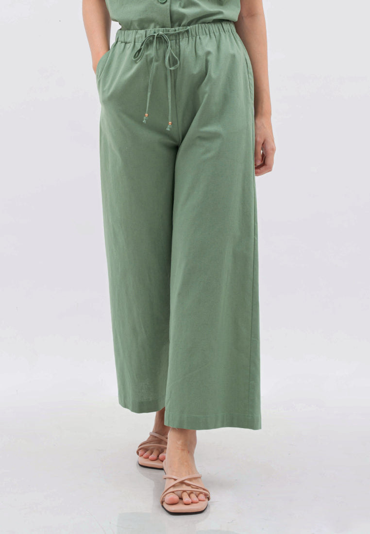 Linen Blend High Waist Pants