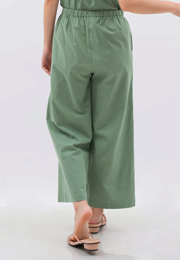 Linen Blend High Waist Pants