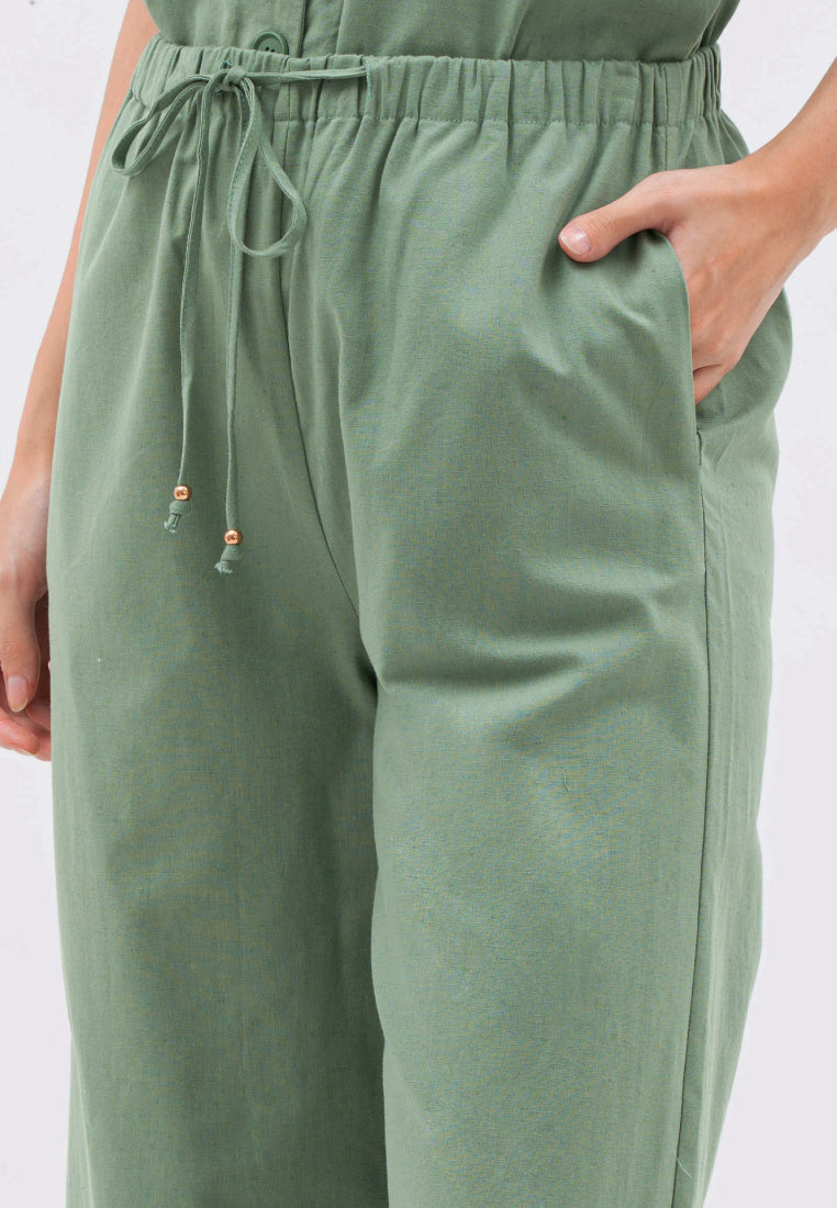 Linen Blend High Waist Pants