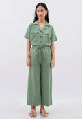 Linen Blend High Waist Pants