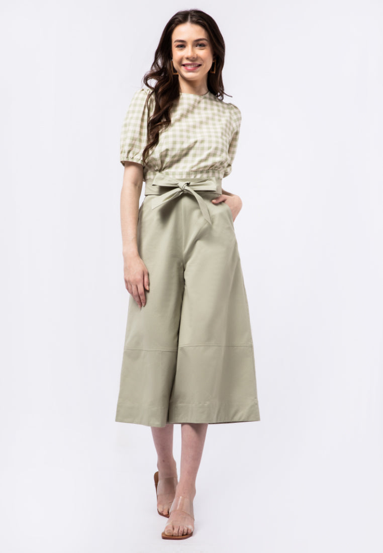 Wide Leg Pants with Belt Details