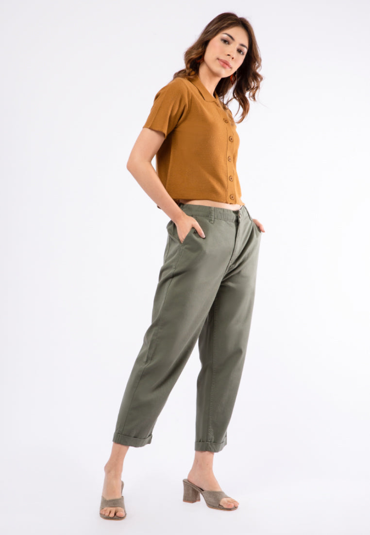 Loose Pants with Roll Up Hem