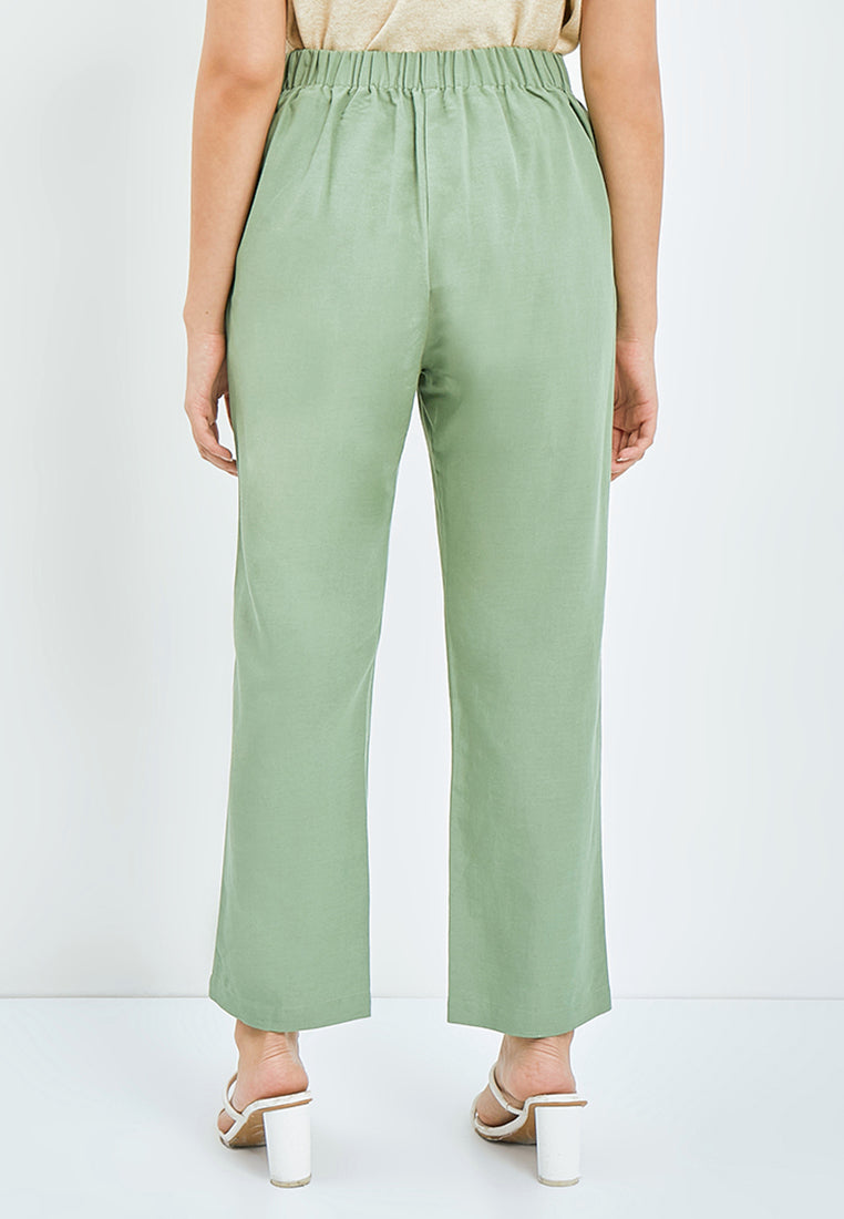 Straight Fit Pants with Drawstring Details