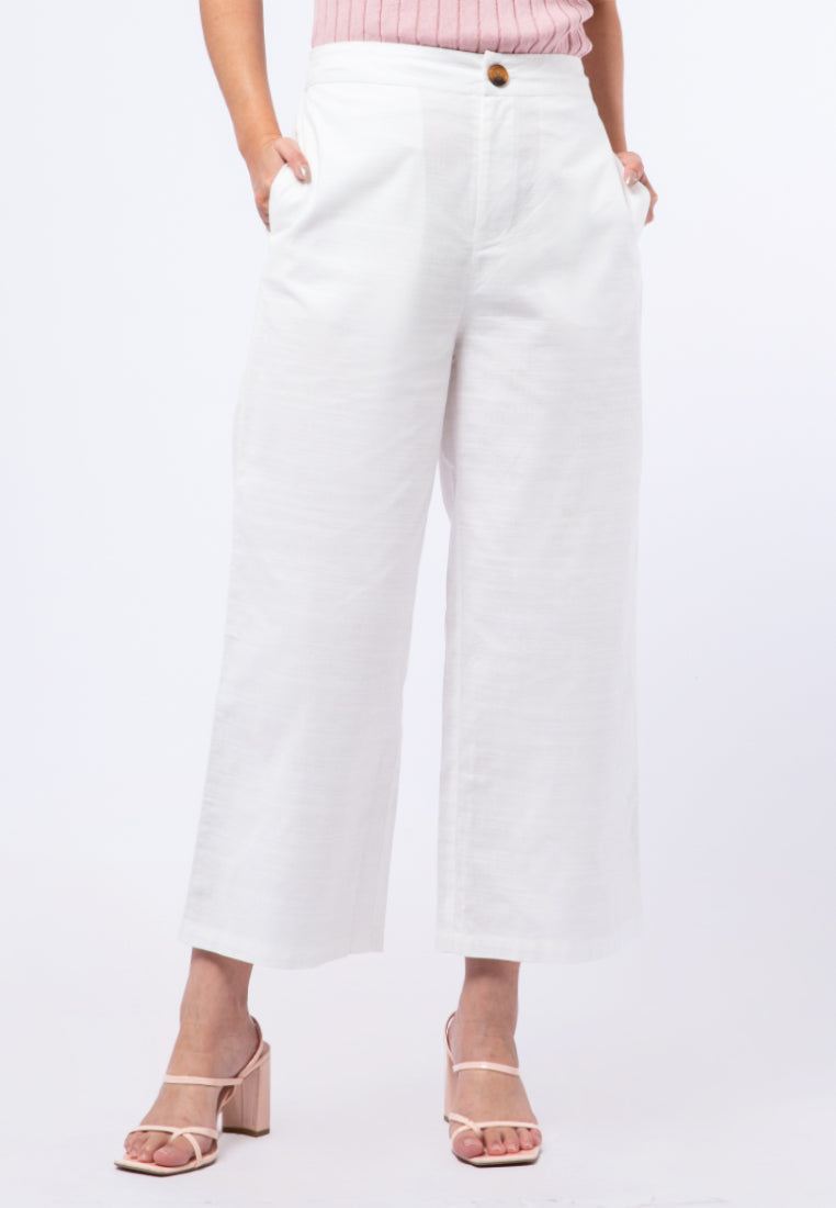 Wide Leg Pants with Horn Button