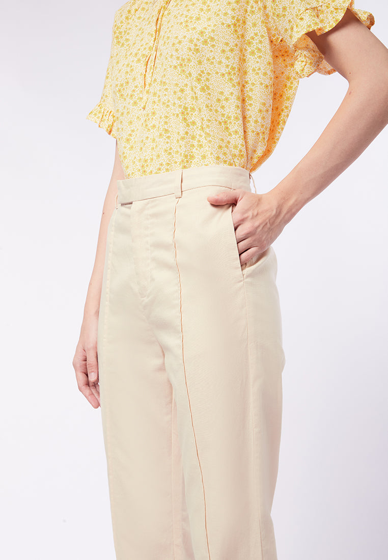 Tapered Long Pants with Crease Details