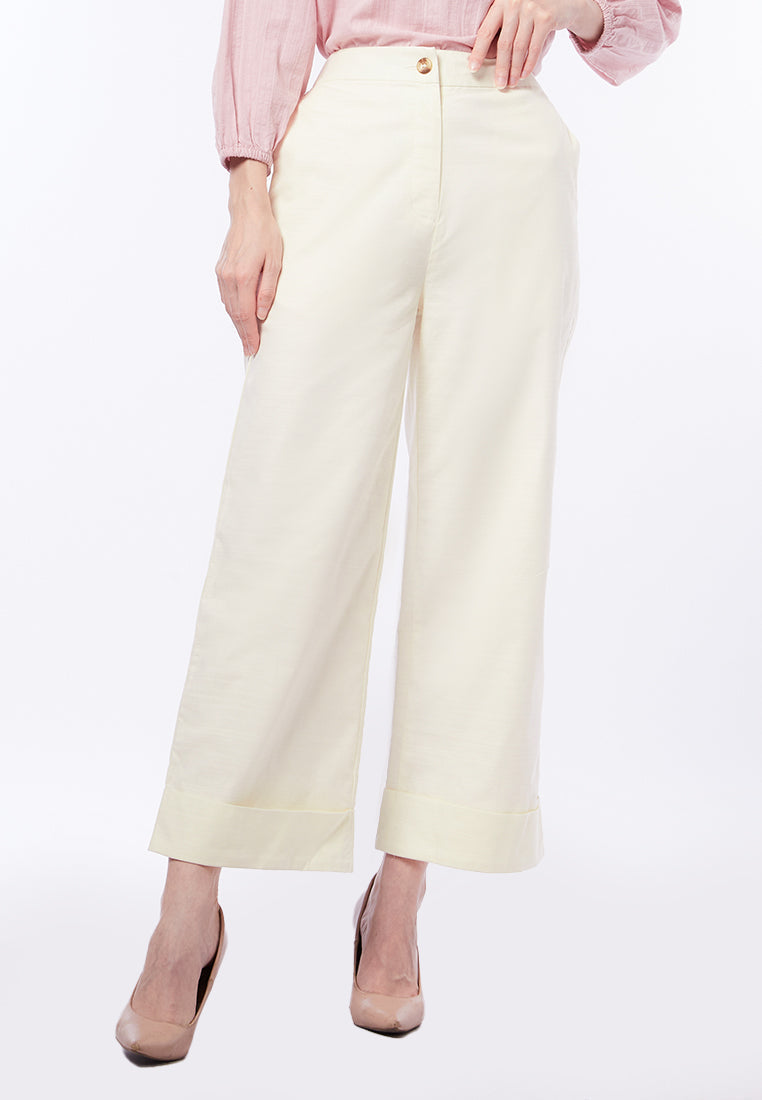 Straight Leg Pants with Rolled Cuff