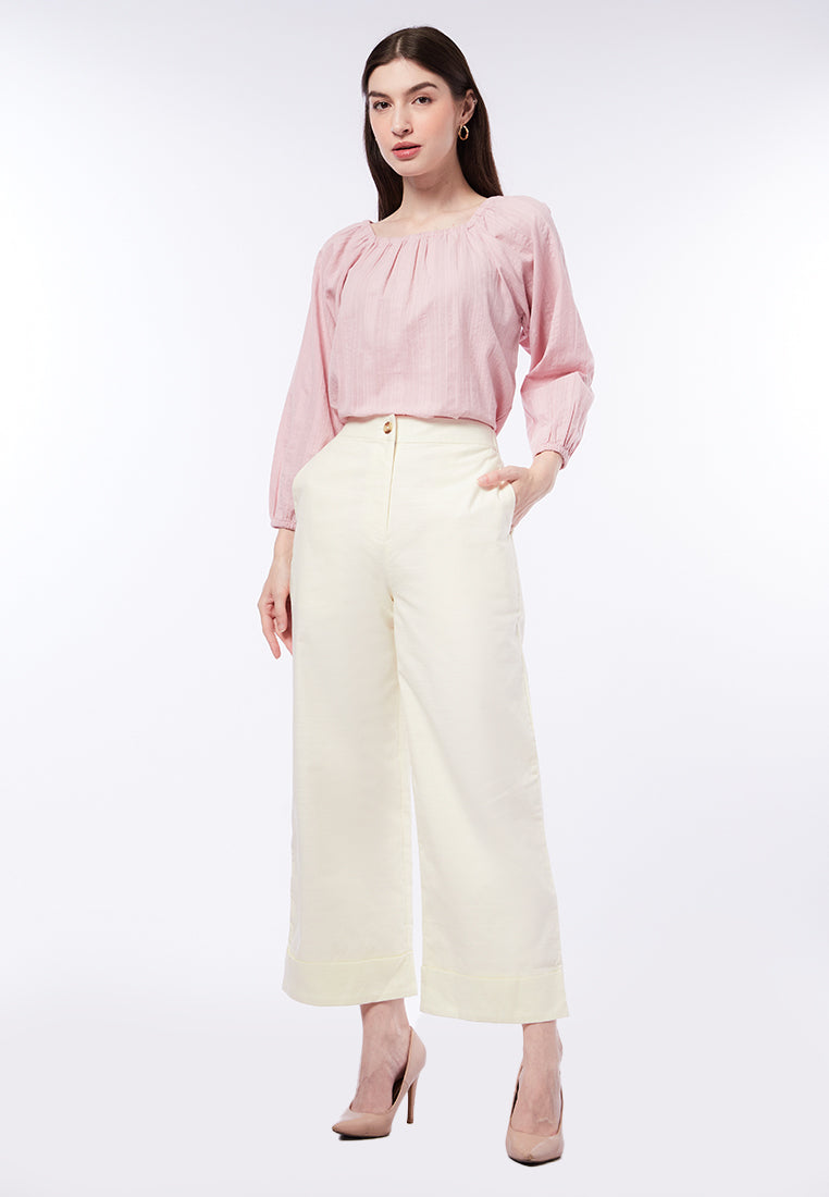Straight Leg Pants with Rolled Cuff