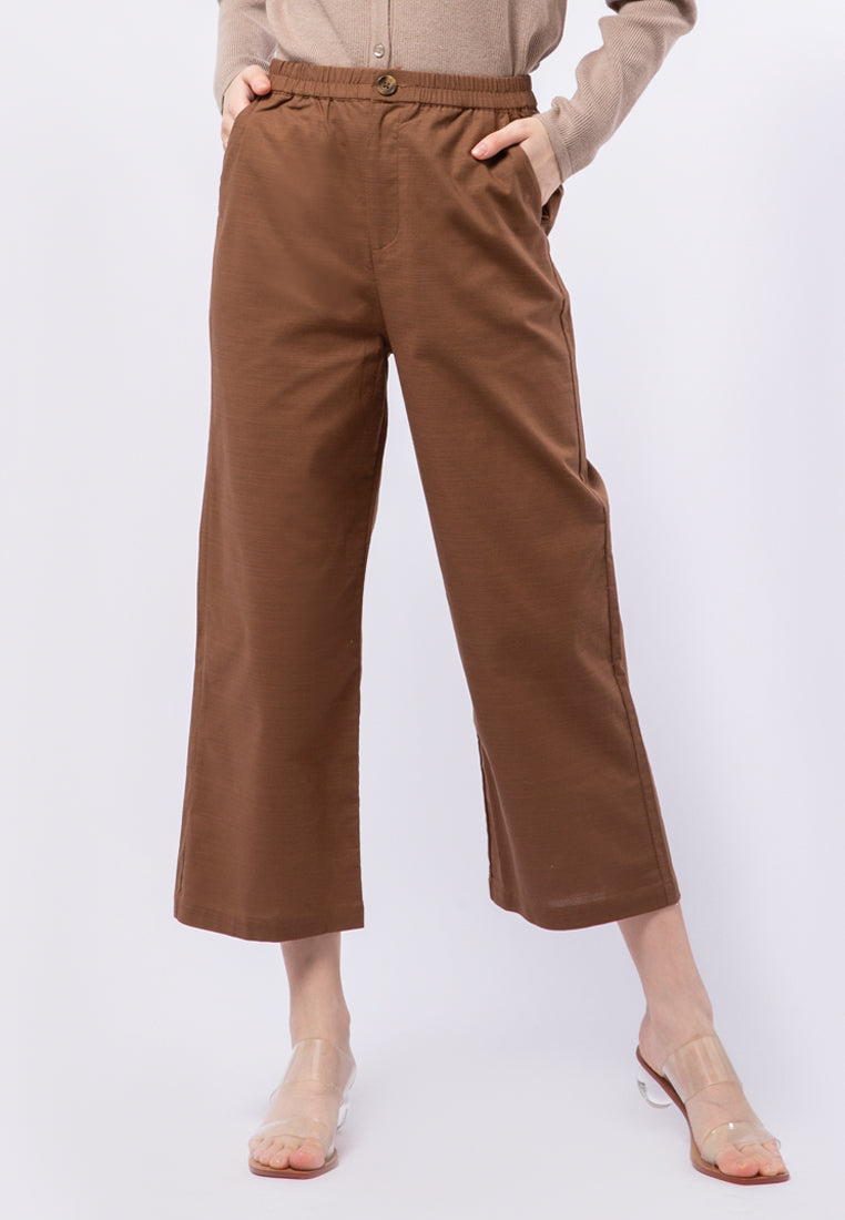 High Waist Pants with Elastic Band
