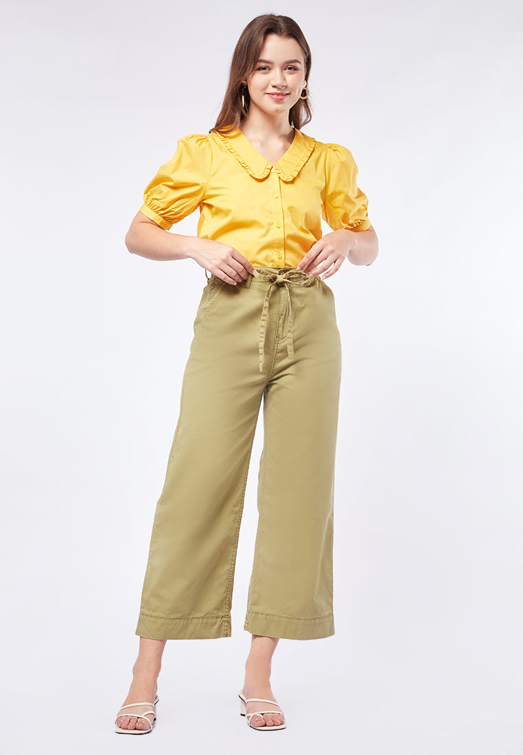 Wide Leg Ankle Length Denim Pants