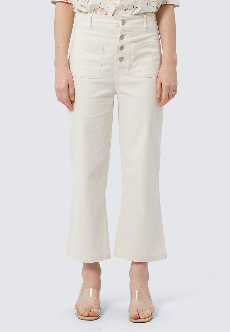 Button Detail High Waist Pants