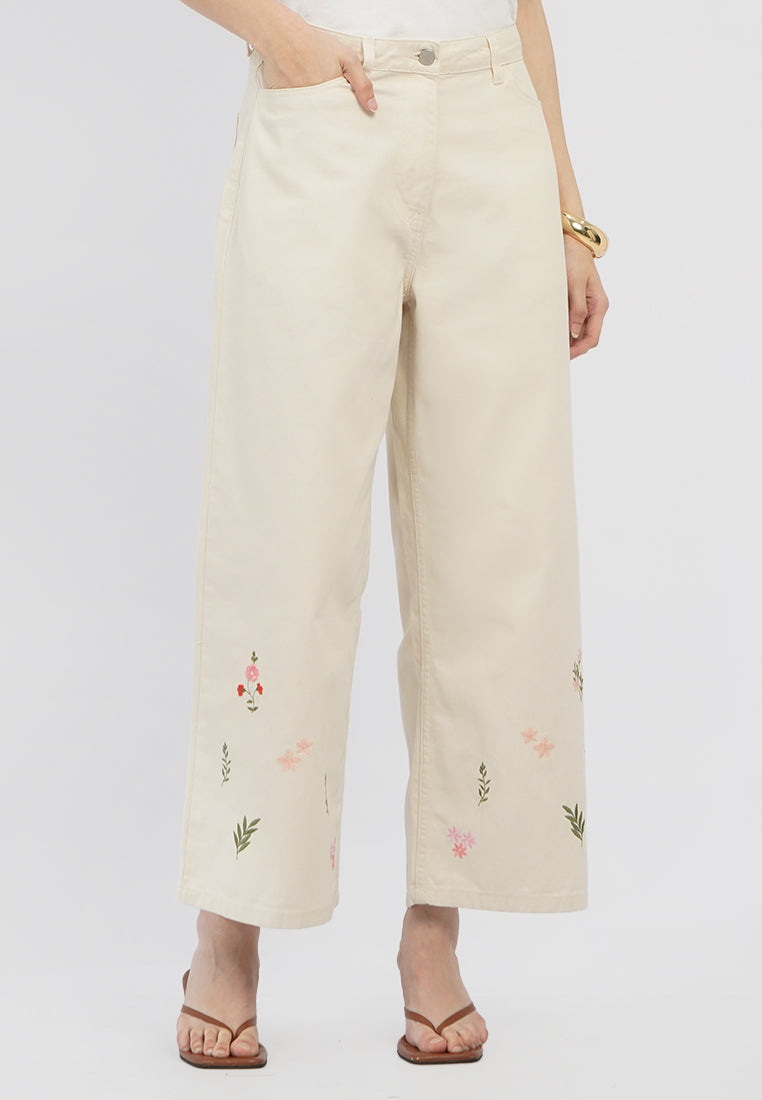 Embroidered Straight Fit Pants